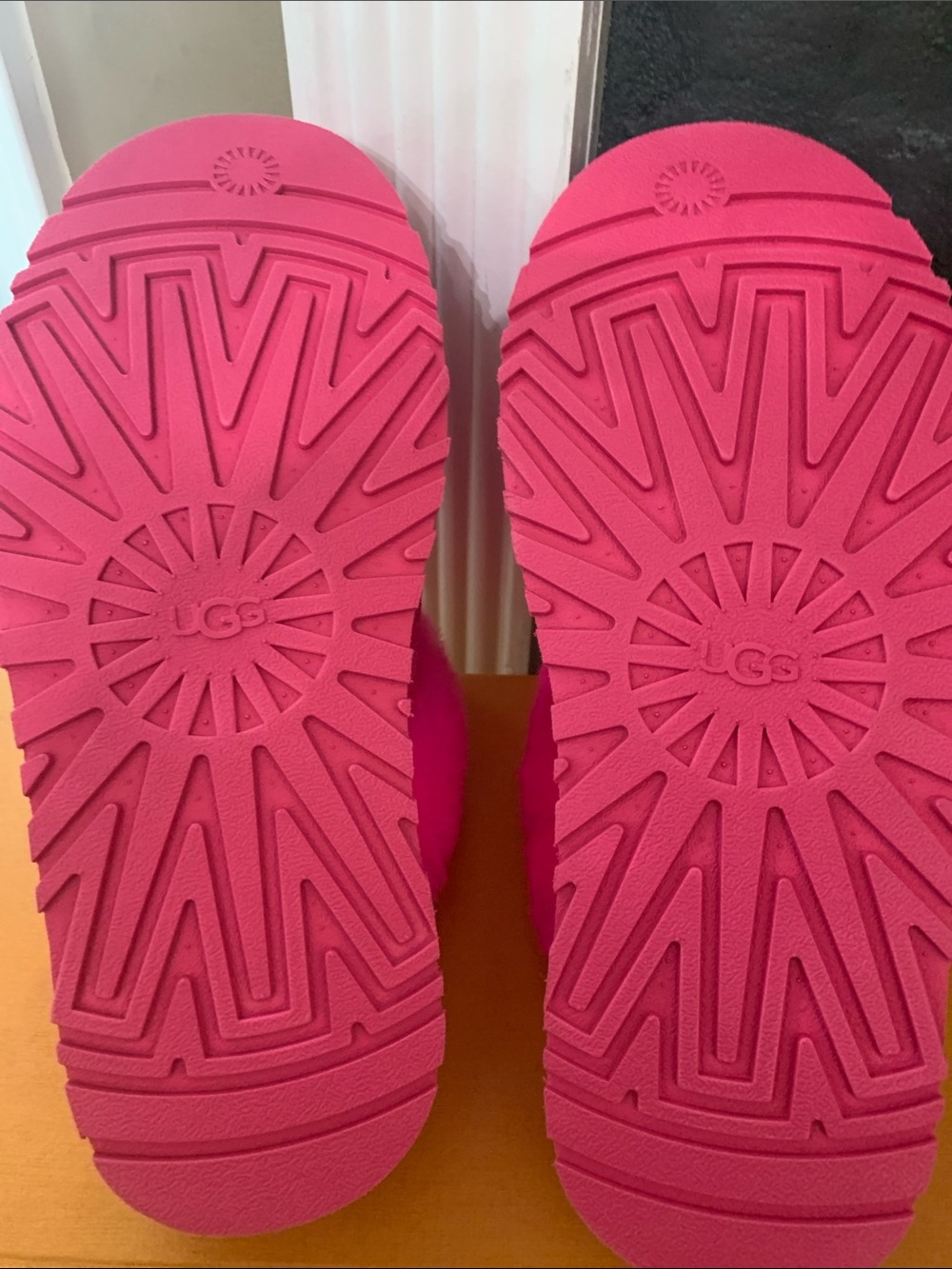 UGG Hot Pink Suede Shearling Clog Slippers - Picture 9 of 10